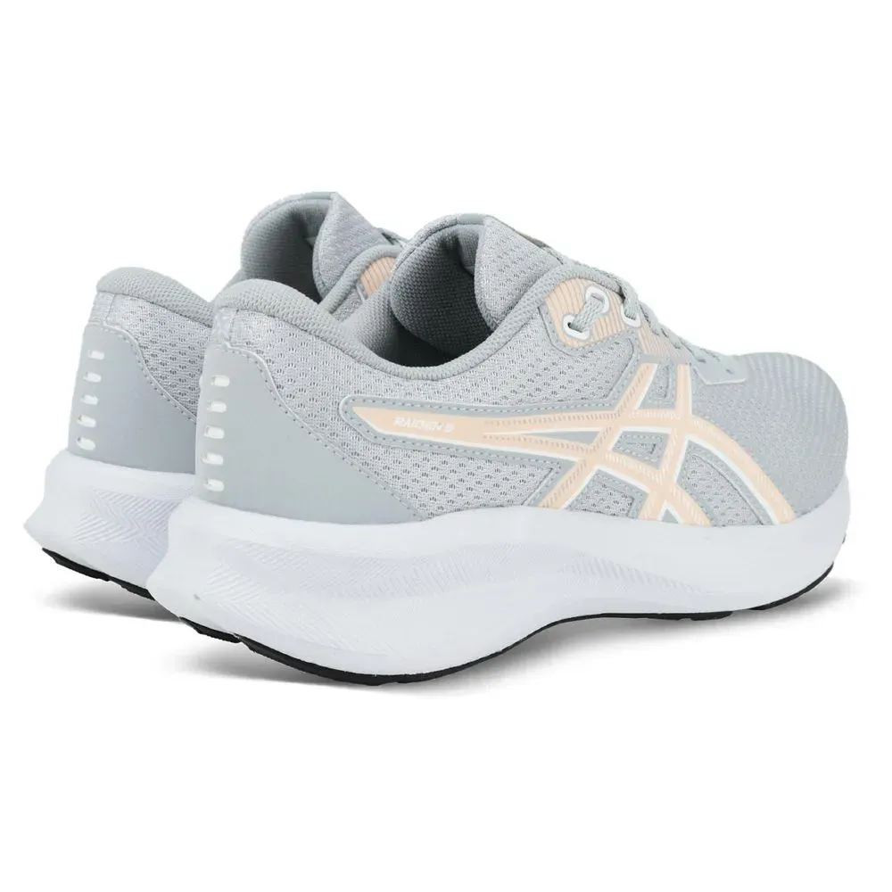 Tênis feminino Asics Raiden 5 cinza com design moderno e confortável